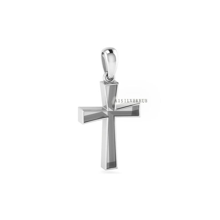 925 Sterling Solid Silver Cross Shape Blank Bezel Pendant, Good for Crushed Opal, Resin & Ashes, Croix, Bijoux Grec, Gioielli Greco, Kreuz