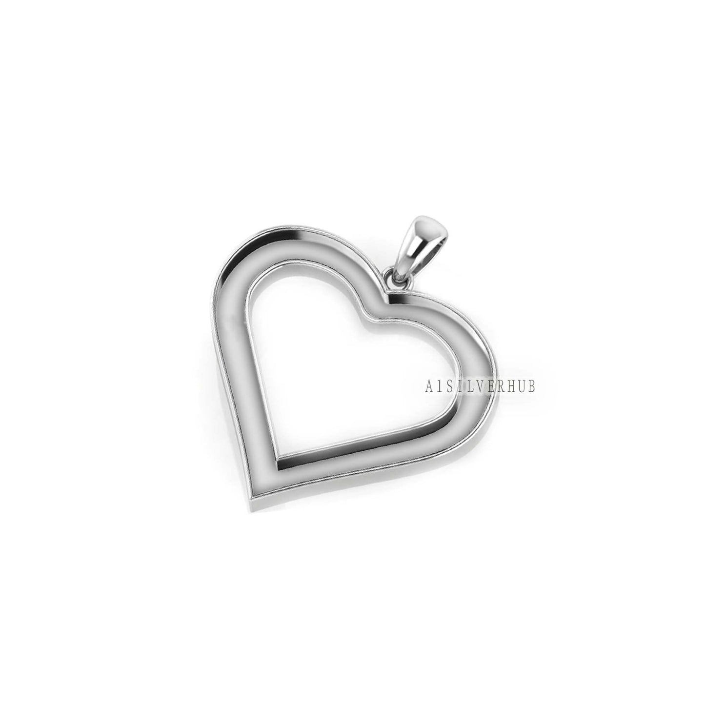 Love Heart Blank Bezel Pendant Setting, 925 Sterling Silver, Good for Pour Crushed Opal, Resin & Ashes Work, Keepsake Breastmilk DIY Crafts