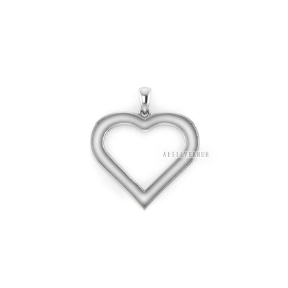 Love Heart Blank Bezel Pendant Setting, 925 Sterling Silver, Good for Pour Crushed Opal, Resin & Ashes Work, Keepsake Breastmilk DIY Crafts