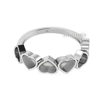 925 Sterling Solid Silver Heart Shape 6mm Blank Bezel Stackable Ring Setting, Good for Gemstone, Resin & Ashes Work, Keepsake Breastmilk DIY