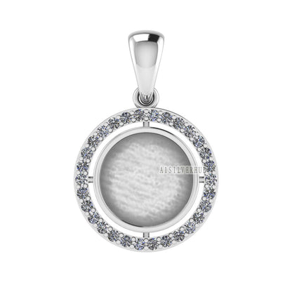 925 Sterling Silver Blank Bezel Round 10mm Surrounded with Zircon Pendant Settings, Good for Resin & Ashes Work, Keepsake, Breast Milk Craft