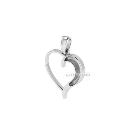 Heart Shape Blank Bezel Pendant Setting, 925 Sterling Silver, Good for Pour Crushed Opal, Resin & Ashes Work, Keepsake Breastmilk DIY Crafts