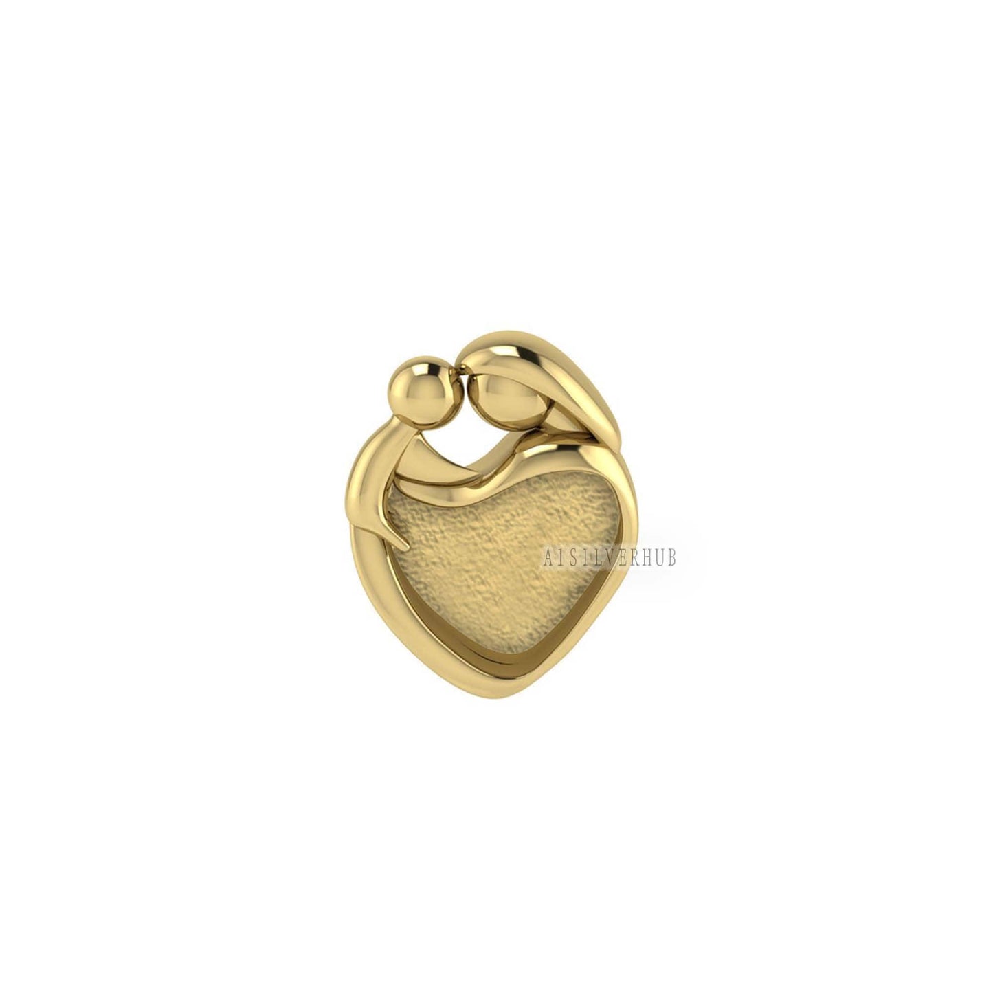 14k 18k Solid Gold Heart 9x9mm Mother Baby Love Blank Bezel Pendant Setting, For Pour Resin, Keepsake/Breastmilk DIY Craft, Memorial Locket