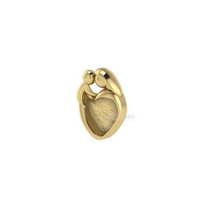 14k 18k Solid Gold Heart 9x9mm Mother Baby Love Blank Bezel Pendant Setting, For Pour Resin, Keepsake/Breastmilk DIY Craft, Memorial Locket