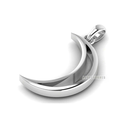 925 Sterling Solid Silver Crescent Moon Shape Breastmilk/Keepsake Pendant Setting, Good for Resin & Ashes Work, Memorial Locket, DIY Charms