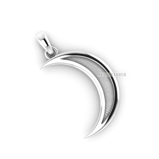925 Sterling Solid Silver Crescent Moon Shape Breastmilk/Keepsake Pendant Setting, Good for Resin & Ashes Work, Memorial Locket, DIY Charms