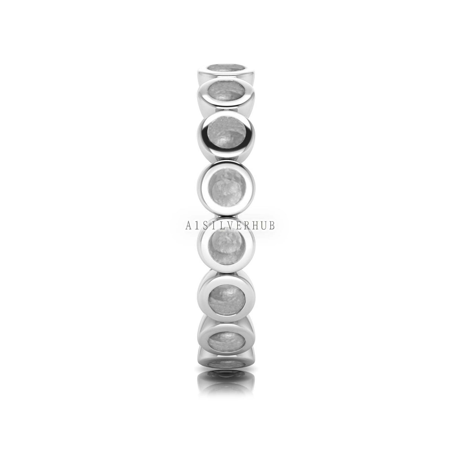 925 Sterling Solid Silver Round Shape 3mm Blank Bezel Eternity Ring Setting, Good for Resin & Ashes Work, Keepsake/Breastmilk DIY, Gift Ring