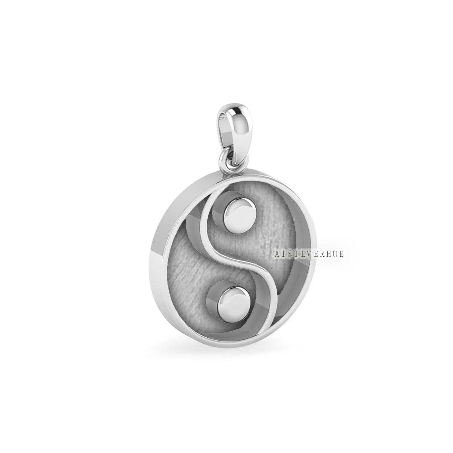 925 Sterling Silver Ying Yang Blank Bezel Round 22mm Pendant, Good for Resin & Ashes Work, Keepsake Memorial, Breast Milk DIY Crafts, Gifts