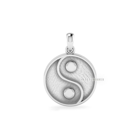 925 Sterling Silver Ying Yang Blank Bezel Round 22mm Pendant, Good for Resin & Ashes Work, Keepsake Memorial, Breast Milk DIY Crafts, Gifts
