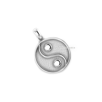 925 Sterling Silver Ying Yang Blank Bezel Round 22mm Pendant, Good for Resin & Ashes Work, Keepsake Memorial, Breast Milk DIY Crafts, Gifts