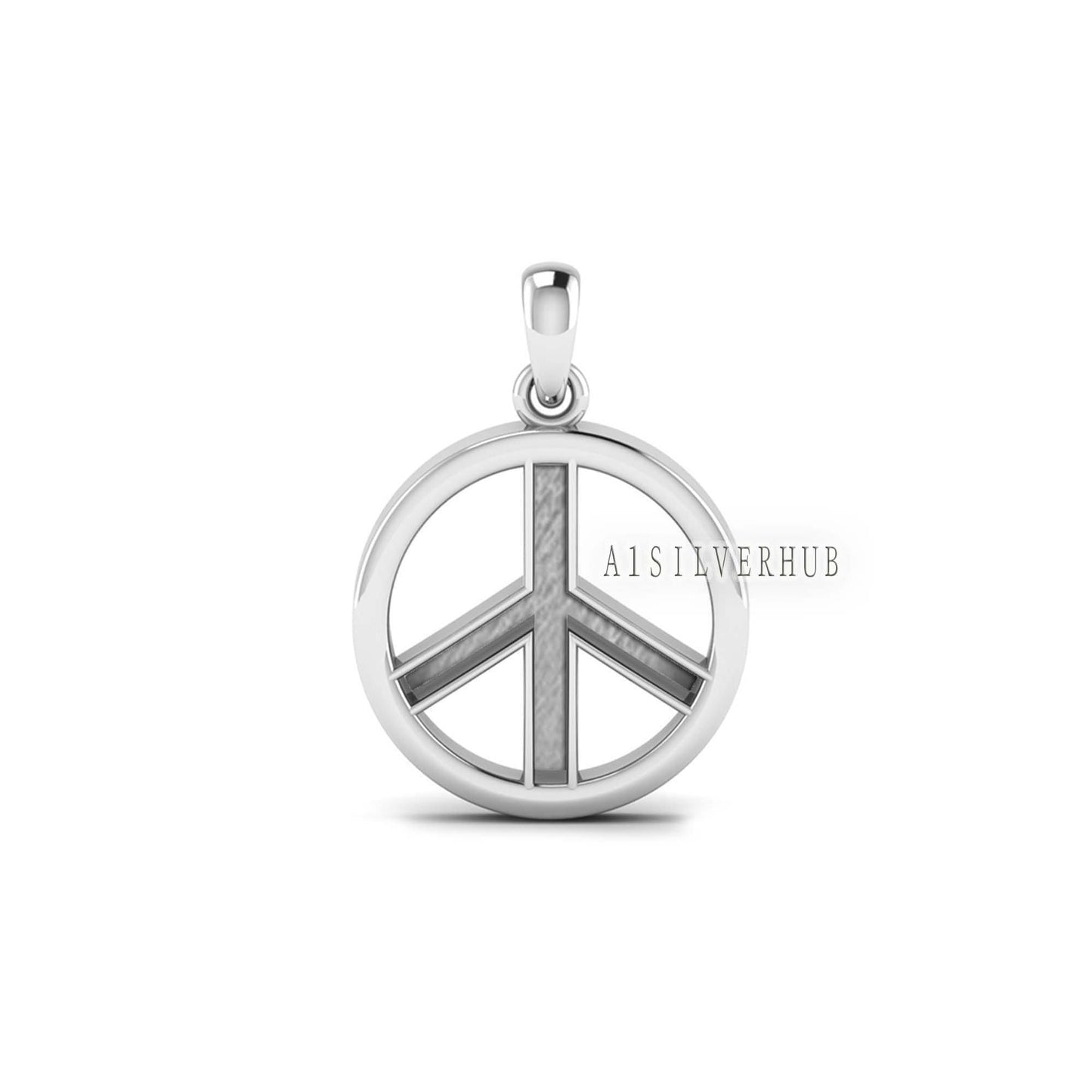 925 Sterling Silver Peace Symbol Blank Bezel Round Pendant,Good for Resin & Ashes Work, Keepsake Craft Memorial, Breastmilk DIY, Sign Locket