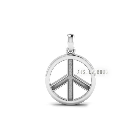 925 Sterling Silver Peace Symbol Blank Bezel Round Pendant,Good for Resin & Ashes Work, Keepsake Craft Memorial, Breastmilk DIY, Sign Locket