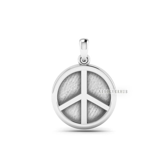 925 Sterling Solid Silver Peace Sign Blank Bezel Round Pendant, Good for Resin & Ashes Work, Keepsake/Breastmilk DIY Crafts, Memorial Locket