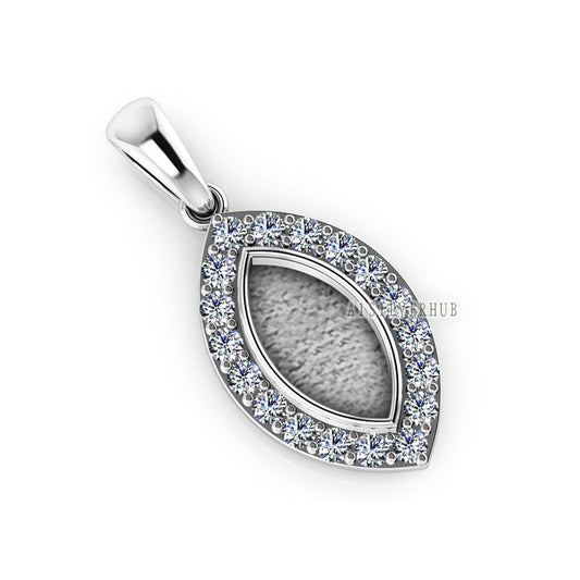 Marquise Shape 6x12mm Blank Bezel Pendant with CZ Setted, 925 Sterling Silver Pendant, Good for Resin & Ashes Work, Keepsake Jewelry Crafts