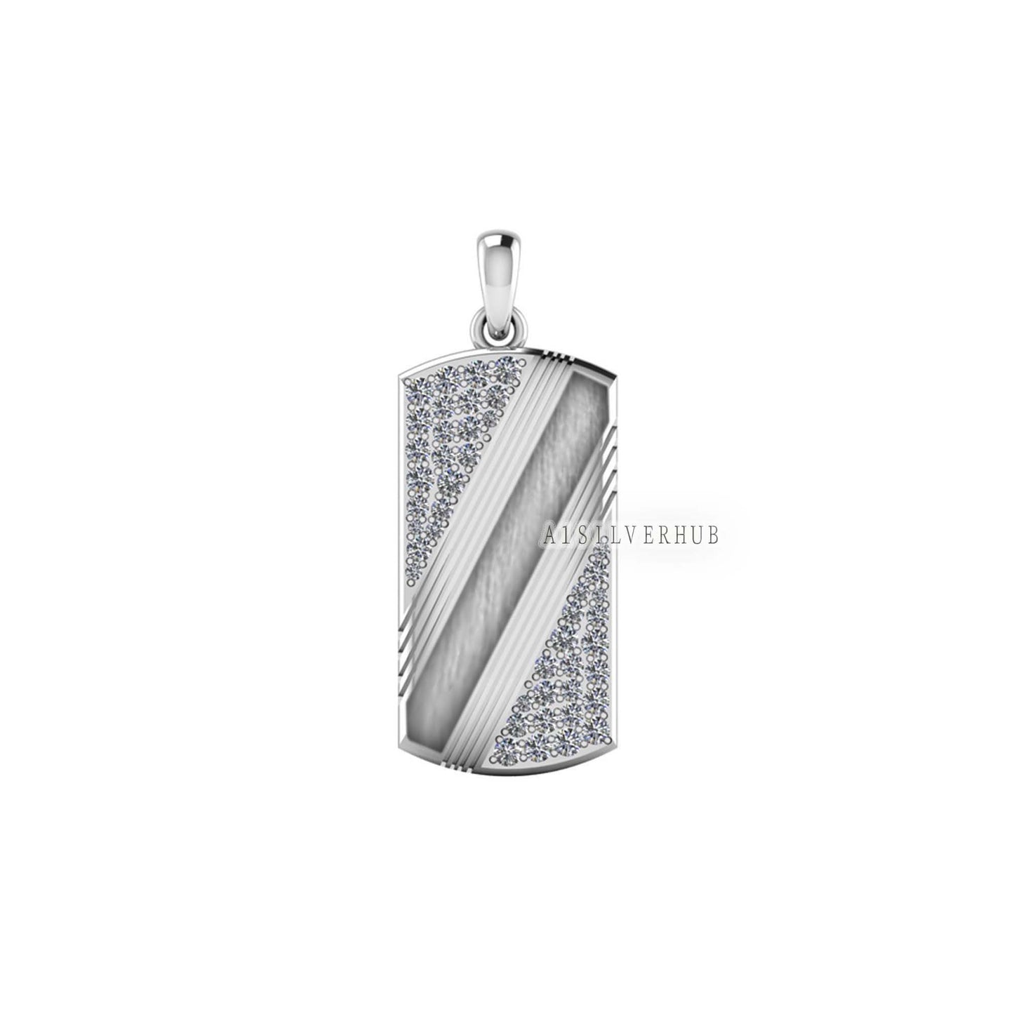 925 Sterling Solid Silver Blank Bezel Channel Men's Pendant with Zircon Setted, Good for Resin & Ashes Work, Keepsake Memorial, Breastmilk
