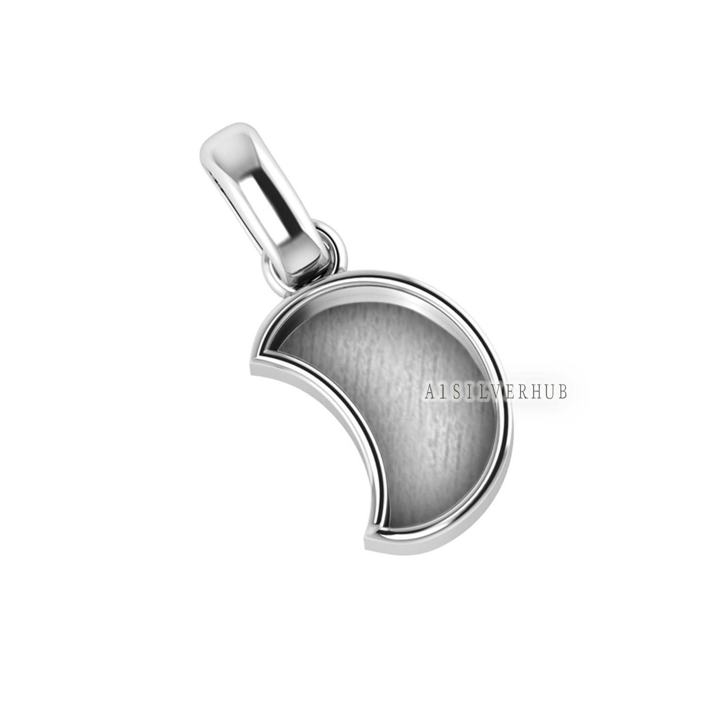 925 Sterling Solid Silver Half Moon Shape DIY Breastmilk/Keepsake Pendant Setting, Good for Resin & Ashes Work, Memorial Locket, DIY Charms