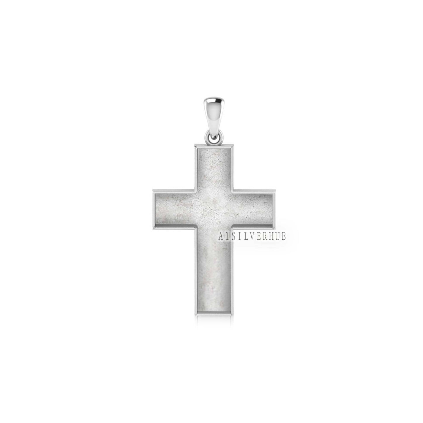 925 Sterling Solid Silver Cross Shape Blank Bezel Pendant Setting, Good for Resin & Ashes Work, Keepsake Memorial, Breast Milk DIY Crafts