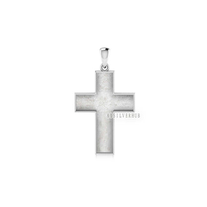 925 Sterling Solid Silver Cross Shape Blank Bezel Pendant Setting, Good for Resin & Ashes Work, Keepsake Memorial, Breast Milk DIY Crafts