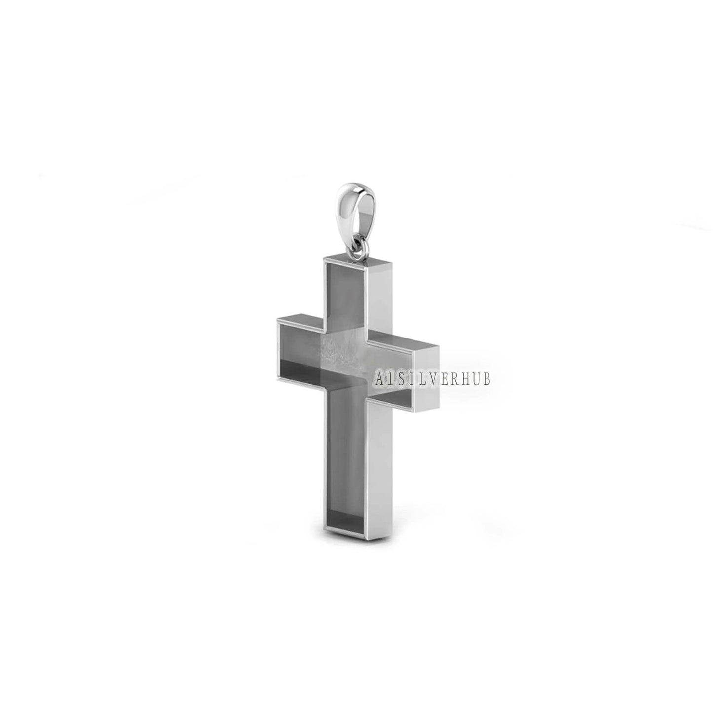 925 Sterling Solid Silver Cross Shape Blank Bezel Pendant Setting, Good for Resin & Ashes Work, Keepsake Memorial, Breast Milk DIY Crafts
