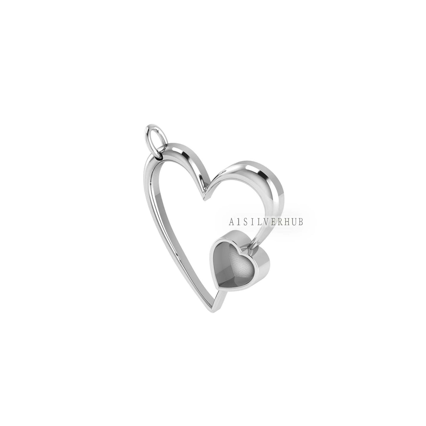 925 Sterling Silver, Heart Shape 7mm Blank Bezel Pendant Setting, Good for Pour Crushed Opal, Resin & Ashes Work, Keepsake/Breastmilk Crafts