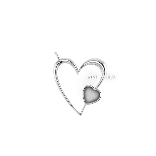 925 Sterling Silver, Heart Shape 7mm Blank Bezel Pendant Setting, Good for Pour Crushed Opal, Resin & Ashes Work, Keepsake/Breastmilk Crafts