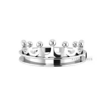 Princess Crown Blank Channel Ring Setting, 925 Sterling Silver, Good for Pour Crushed Opal,Resin & Ashes Work, Breastmilk/Keepsake DIY Craft