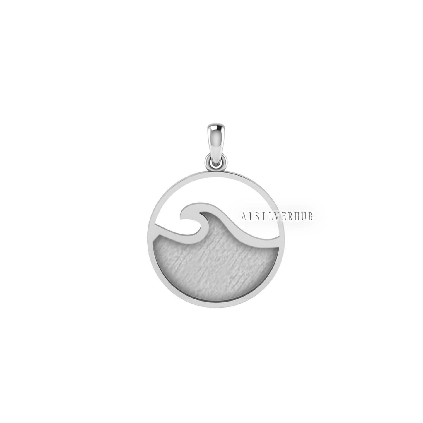 925 Sterling Solid Silver Ocean Wave Blank Bezel Round Pendant, Good for Resin & Ashes Work, Keepsake/Breastmilk DIY, Memorial Jewelry Craft