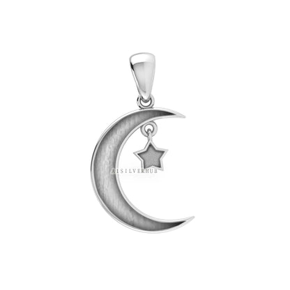 925 Sterling Solid Silver Moon Star Mother Baby Keepsake DIY Craft, Breastmilk Pendant Setting, Good for Resin & Ashes Work, Memorial Locket