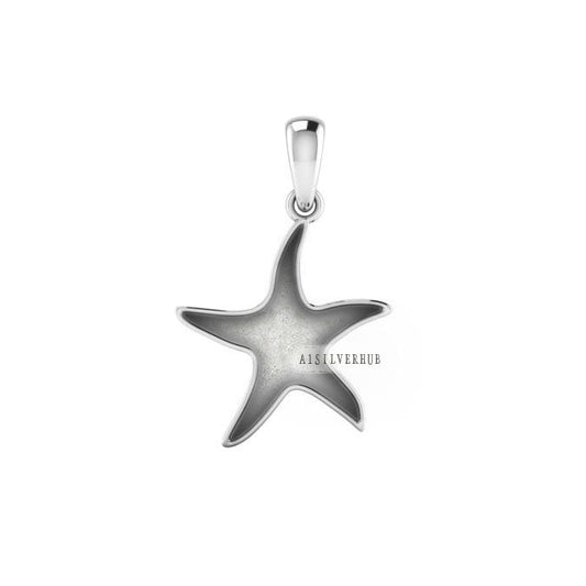 925 Sterling Silver Starfish Blank Pendant, Good for Crushed Opal Resin & Ashes Work Keepsake Greek Jewelry, Bijoux Grecs, Seestern Anhänger