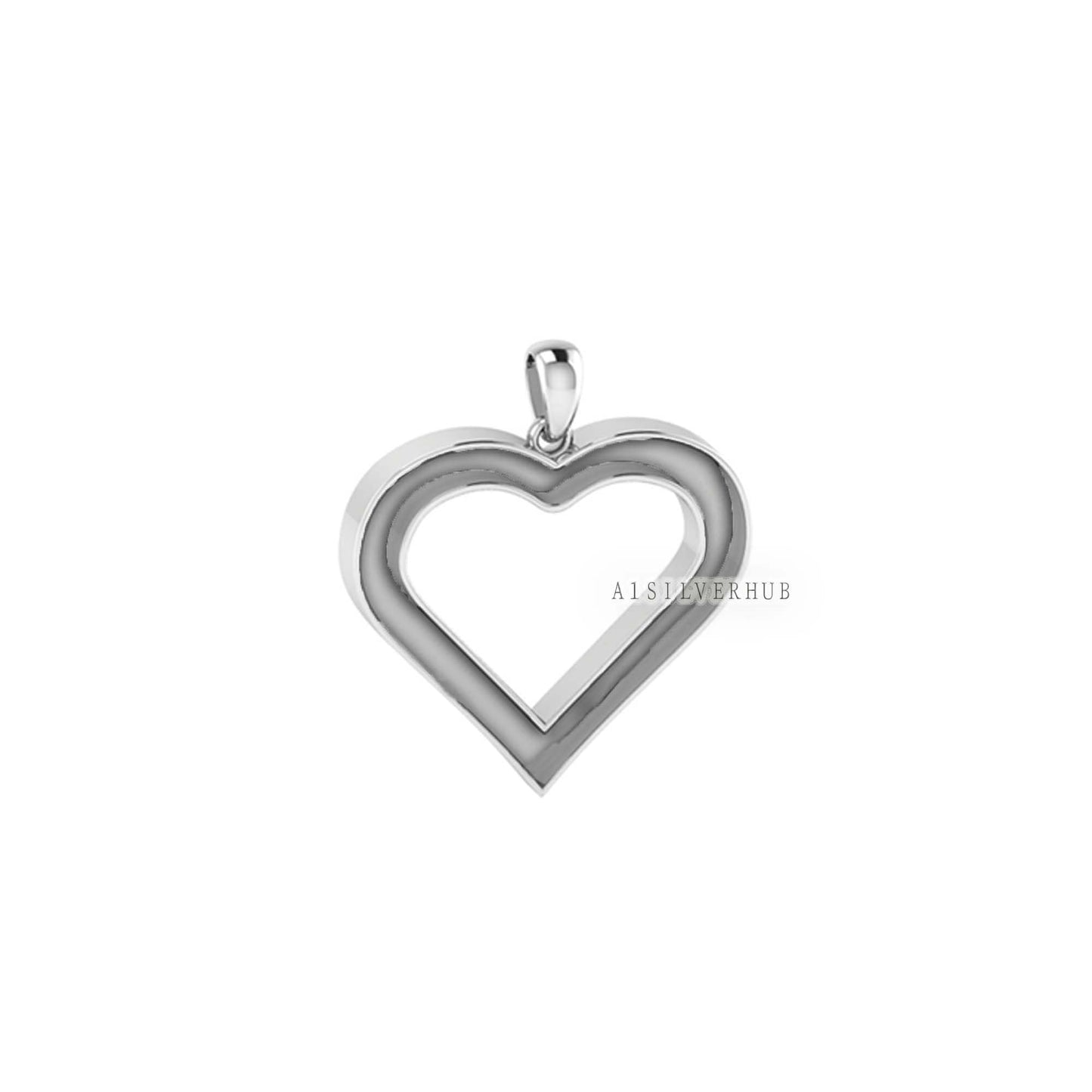 Love Heart Blank Bezel Pendant Setting, 925 Sterling Silver, Good for Pour Crushed Opal, Resin & Ashes Work, Keepsake Breastmilk DIY Crafts