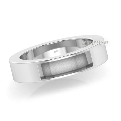 925 Sterling Solid Silver 5mm Wide Band Blank Bezel Men's Ring, Good for Inlay, Resin & Ashes Work, Gents Ring, Keepsake DIY, Memorial Rings