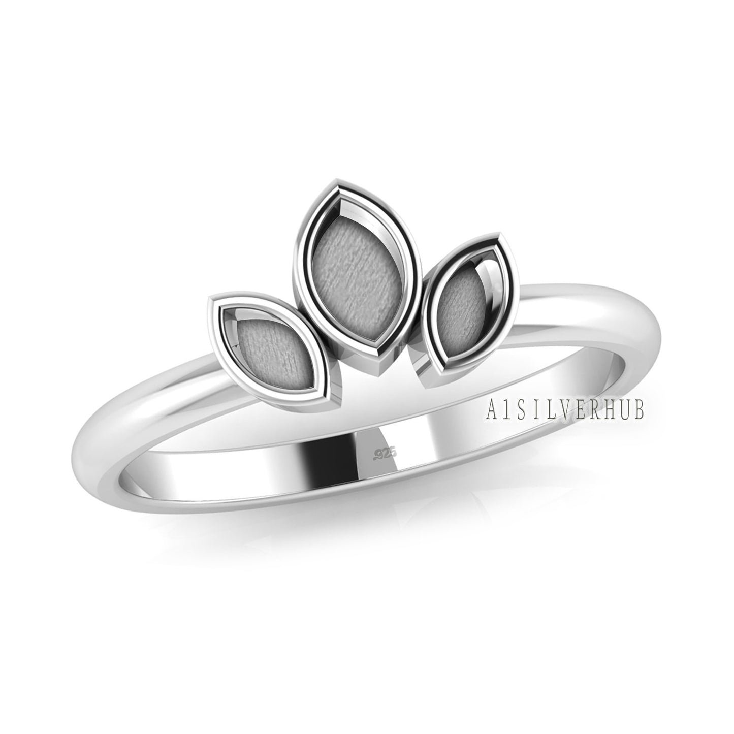 925 Sterling Solid Silver Triple Marquise Blank Bezel Ring Setting, Good for Resin & Ashes Work, Keepsake/Breastmilk DIY, Jewelry Crafts