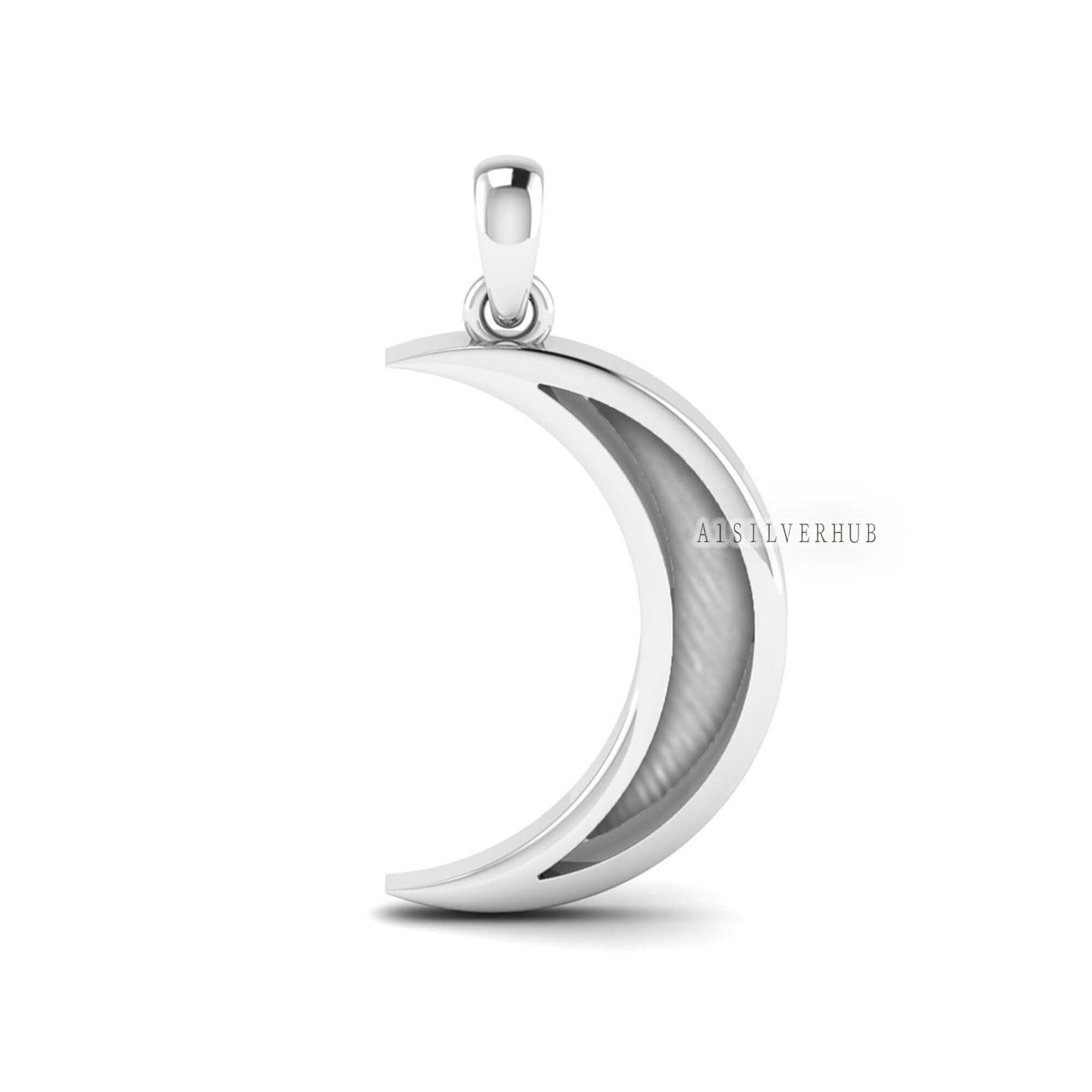925 Sterling Solid Silver Crescent Moon Shape Breastmilk/Keepsake Pendant Setting, Good for Resin & Ashes Work, Memorial Locket, DIY Charms