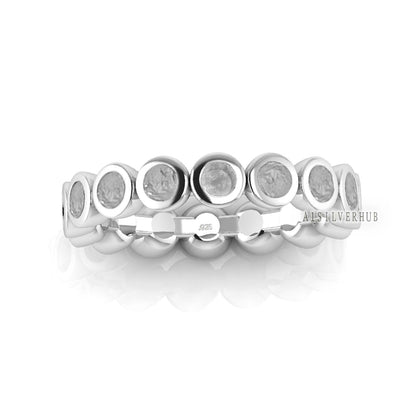 925 Sterling Solid Silver Round Shape 3mm Blank Bezel Eternity Ring Setting, Good for Resin & Ashes Work, Keepsake/Breastmilk DIY, Gift Ring