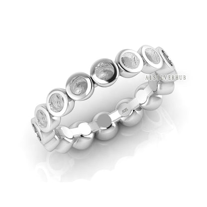 925 Sterling Solid Silver Round Shape 3mm Blank Bezel Eternity Ring Setting, Good for Resin & Ashes Work, Keepsake/Breastmilk DIY, Gift Ring