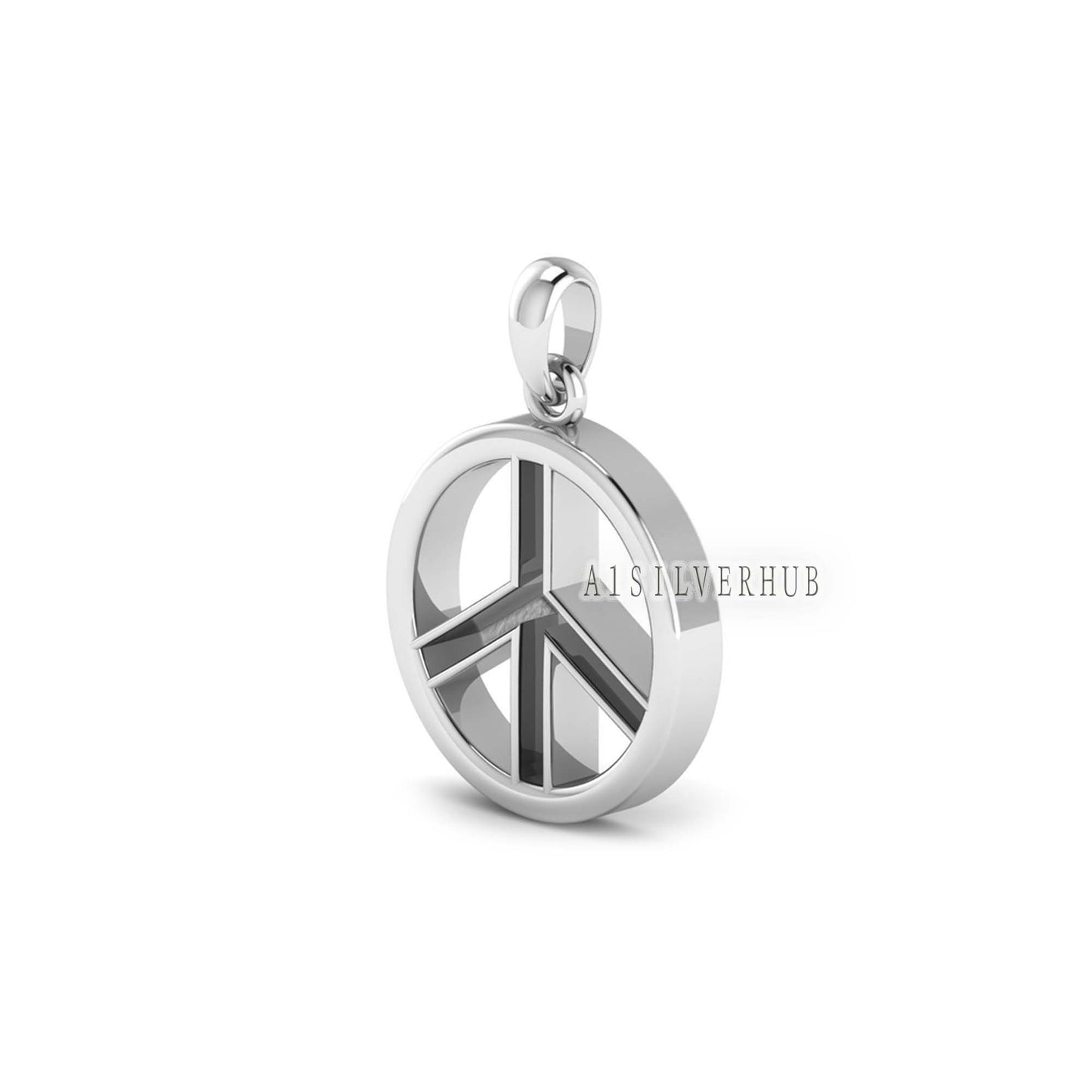 925 Sterling Silver Peace Symbol Blank Bezel Round Pendant,Good for Resin & Ashes Work, Keepsake Craft Memorial, Breastmilk DIY, Sign Locket