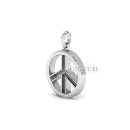 925 Sterling Silver Peace Symbol Blank Bezel Round Pendant,Good for Resin & Ashes Work, Keepsake Craft Memorial, Breastmilk DIY, Sign Locket