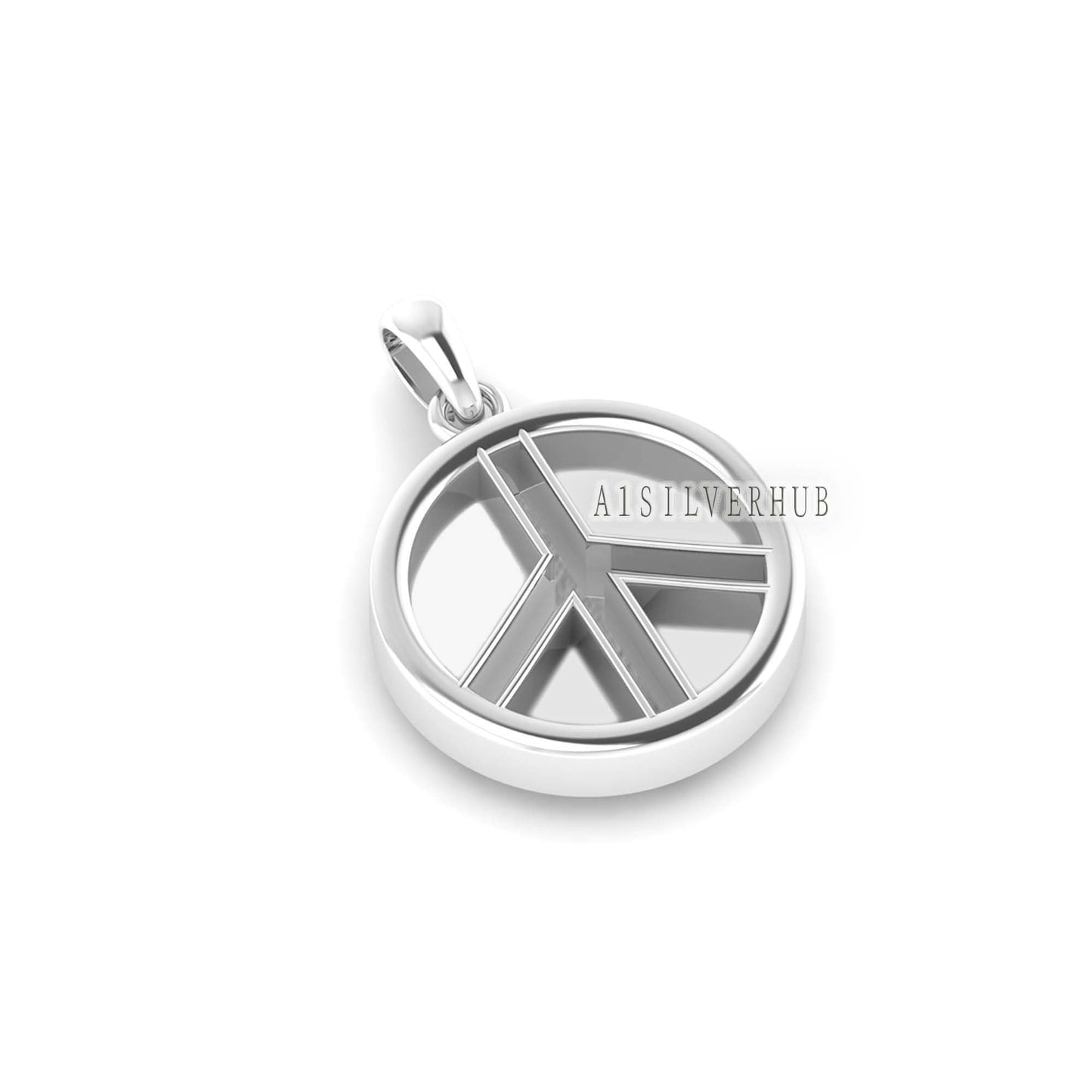 925 Sterling Silver Peace Symbol Blank Bezel Round Pendant,Good for Resin & Ashes Work, Keepsake Craft Memorial, Breastmilk DIY, Sign Locket
