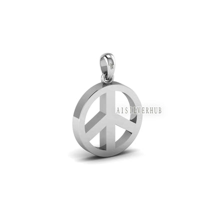 925 Sterling Silver Peace Symbol Blank Bezel Round Pendant,Good for Resin & Ashes Work, Keepsake Craft Memorial, Breastmilk DIY, Sign Locket