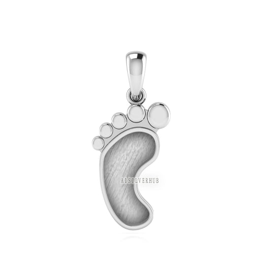 925 Sterling Silver Baby Foot Blank Bezel Pendant Setting, Good For Pour Resin Work, Keepsake/Breastmilk DIY Crafts, Baby Feet Memorial Gift