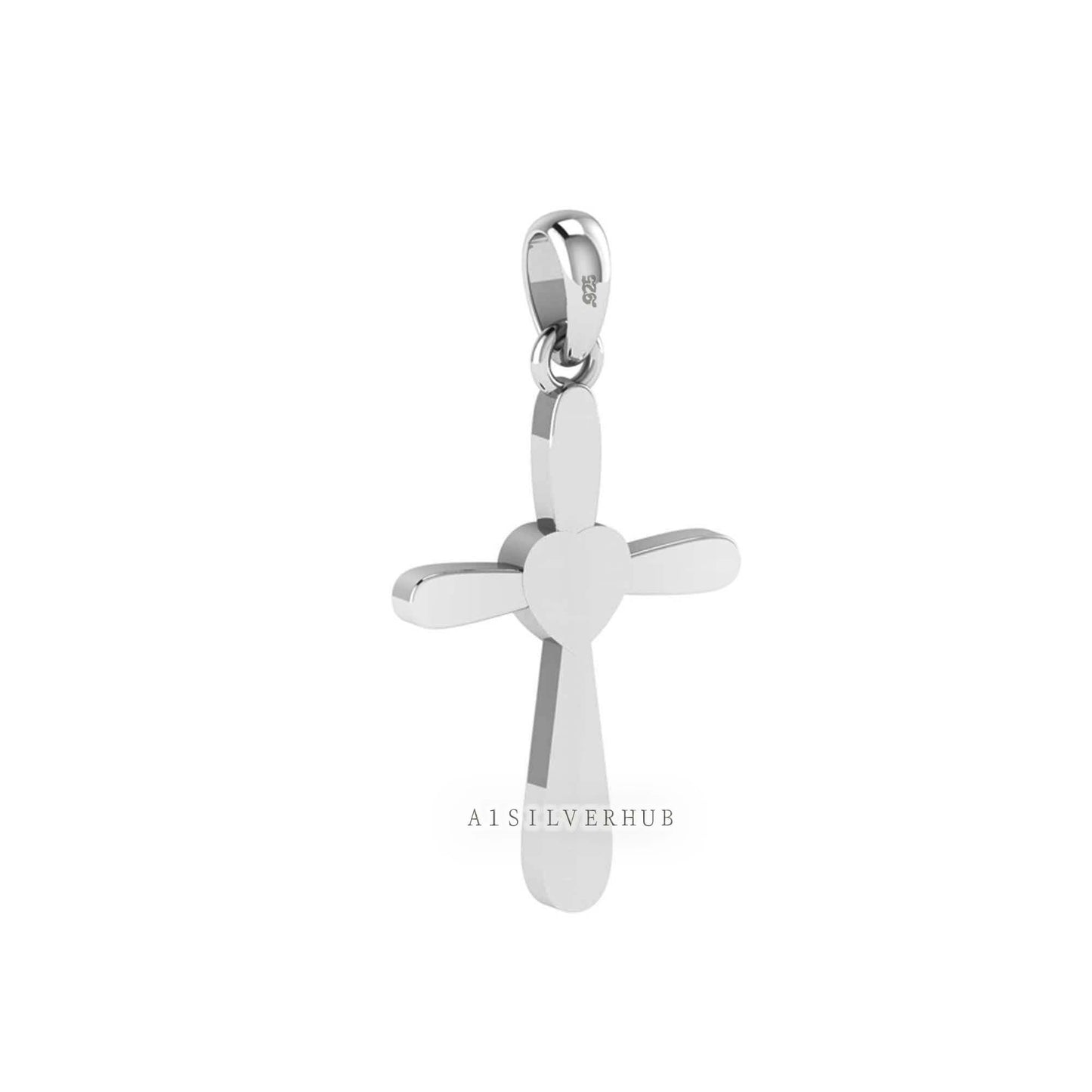 925 Sterling Solid Silver Cross Design Heart Blank Bezel Pendant Setting, Good for Resin & Ashes Work, Keepsake/Breastmilk Memorial Jewelry