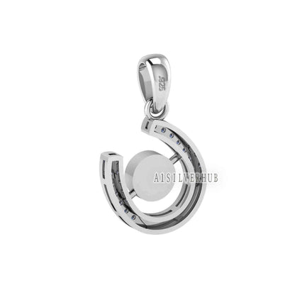 925 Sterling Silver, Horseshoe Pendant, Round 5mm Blank Bezel Setting, Good for Pour Resin & Ashes Work, Breastmilk/Keepsake DIY, Good Luck