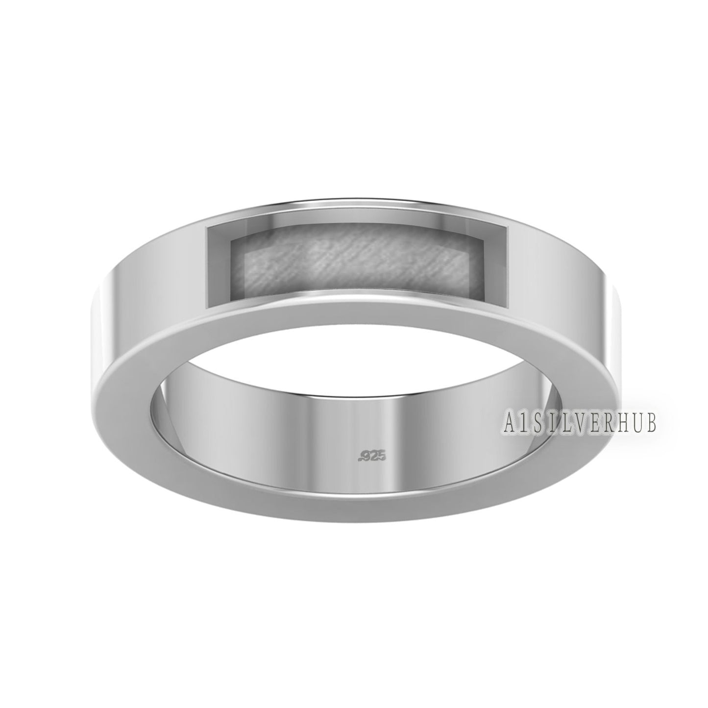 925 Sterling Solid Silver 5mm Wide Band Blank Bezel Men's Ring, Good for Inlay, Resin & Ashes Work, Gents Ring, Keepsake DIY, Memorial Rings