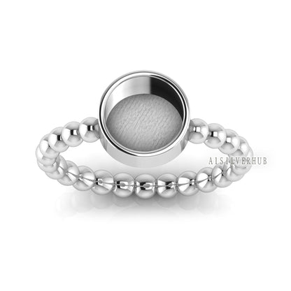 925 Sterling Solid Silver 8mm Round Shape Blank Bezel Granulation Band Ring, Good for Resin & Ashes Work, Keepsake Breastmilk DIY Crafts