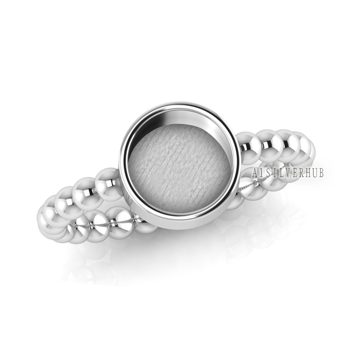 925 Sterling Solid Silver 8mm Round Shape Blank Bezel Granulation Band Ring, Good for Resin & Ashes Work, Keepsake Breastmilk DIY Crafts