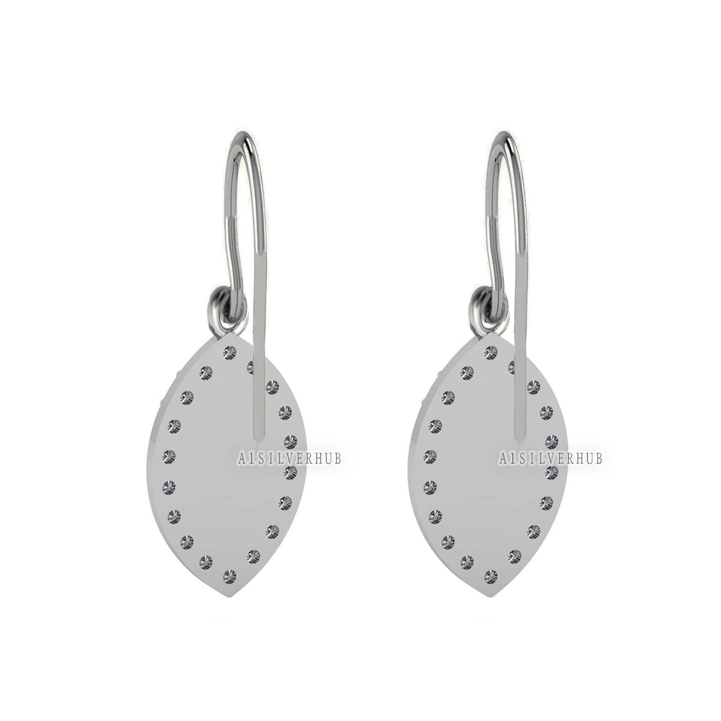 Marquise Shape 6x12mm Blank Bezel Dangle Earrings with CZ Setted, 925 Sterling Silver, Good for Resin & Ashes Work, Keepsake Jewelry Crafts