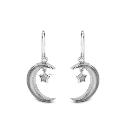 925 Sterling Solid Silver Moon Star Keepsake Breastmilk DIY Craft, Dangle Earring Setting,Good for Resin & Ashes Work, Memorial Gift For Her