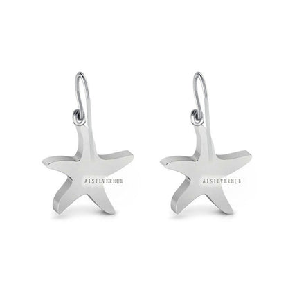 925 Sterling Silver Starfish Blank Dangle Earrings, Good for Crushed Opal Resin & Ashes Work Keepsake Jewelry, Bijoux DIY, Seestern Anhänger