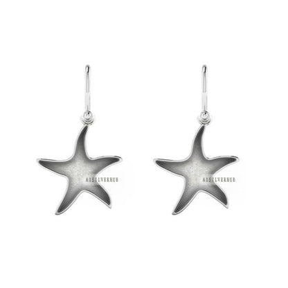 925 Sterling Silver Starfish Blank Dangle Earrings, Good for Crushed Opal Resin & Ashes Work Keepsake Jewelry, Bijoux DIY, Seestern Anhänger