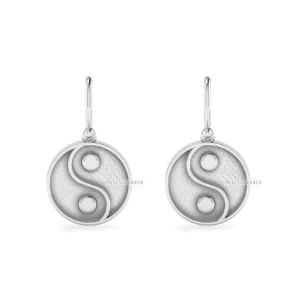 925 Sterling Silver Ying Yang Blank Bezel Round 22mm Dangle Earrings, Good for Resin & Ashes Work, Keepsake Memorial, Breast Milk DIY Crafts